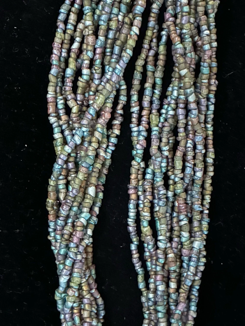 Multi-Strand EUC Seed Beaded Necklace with Heart Pendant SilverTone